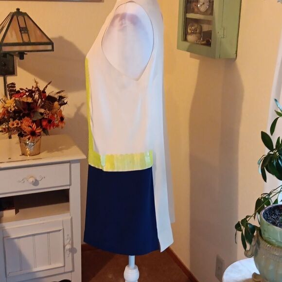 Tibi Colorblock Silk Paillette Front Shift Dress. Y2K. Austin Powerful - Picture 4 of 12